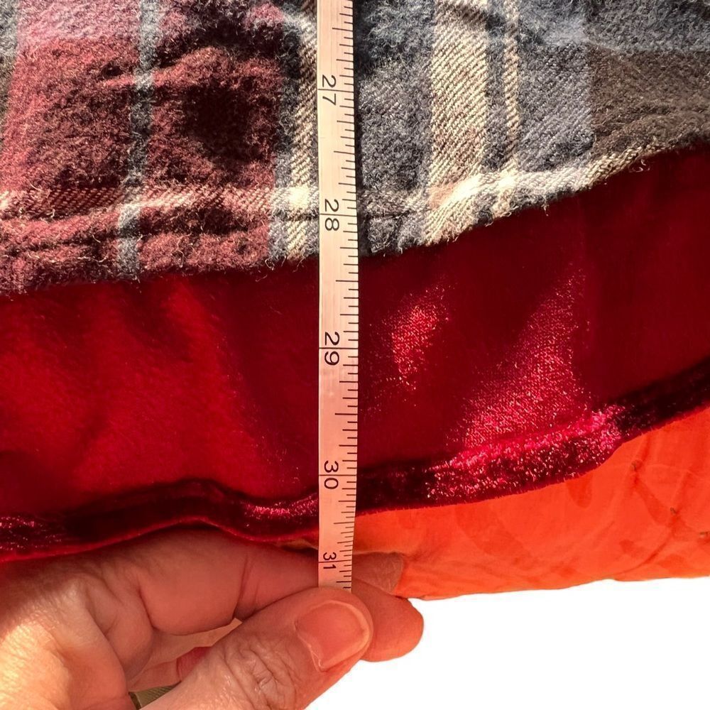 Indigo Thread Co maroon plaid flannel with velvet embroidered back detail S - Picture 8 of 8